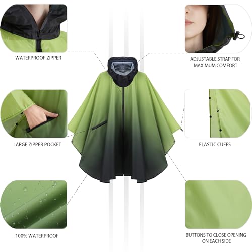 Image of salamra Rain Poncho Jacket - Hooded Waterproof Raincoat with Pocket for Women Men Adults