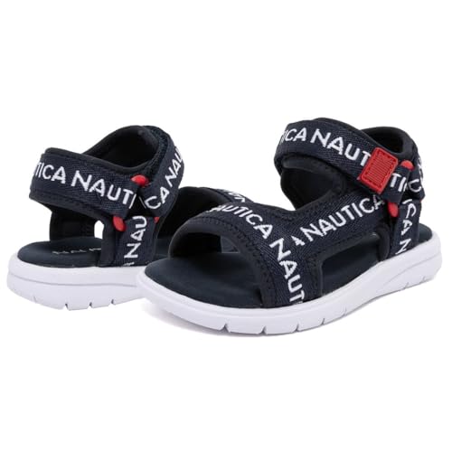 Image of Nautica Toddler Boys Sport Sandals - Lightweight Athletic Open-Toe Summer Shoes with Dual Adjustable Hook and Loop Straps for Outdoor Play, Beach, and Water