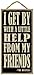 SJT ENTERPRISES, INC. I get by with a Little Help from My Friends (The Beatles) 5" x 10" Wood Sign Plaque (SJT94151)