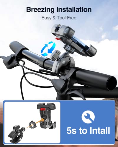 Motorcycle Phone Holder Bike, [150mph Wind Anti-Shake][7.2inch Big Phone Friendly] Adjustable Motorbike Phone Holder, [5s Easy Install] Phone Mount for iPhone 15, 4-7.2'' Devices