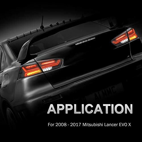 Mostplus Updated Smoked Led Tail Lights Rear Lamp Compatible For Mitsubishi Lancer Evo 2008-2020 W/Amber Seqential Light (Smoked Tinted) #TOP4