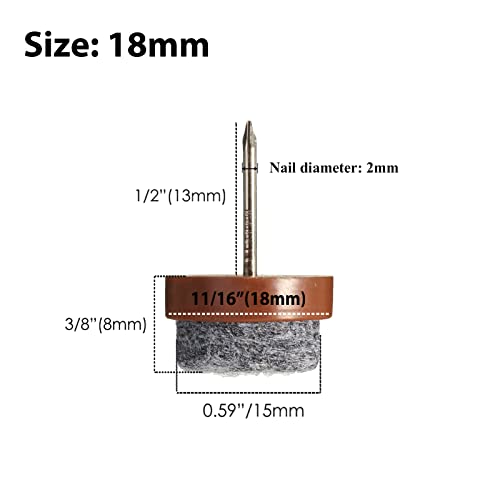 40Pcs Round Heavy Duty Nail-On Felt Pad For Furniture Chair Table Leg Feet Floor Protectors Slide Smoothly (Brown, Pad Diameter 18Mm) #TOP1