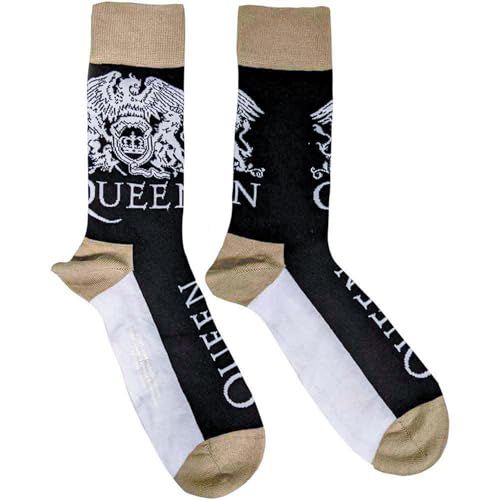 Queen Calzini Crest And Band Logo Nuovo Ufficiale Uomo Nero (Uk Size 7-11) Size One Size
