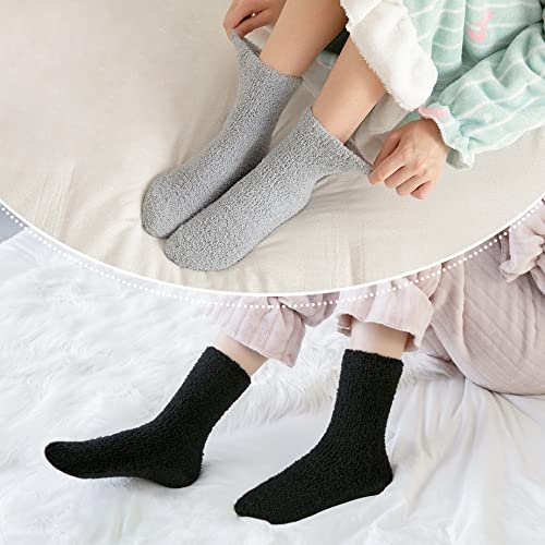 Image of LINEMIN Womens Fuzzy Socks Cozy Fluffy Winter Warm Slipper Socks Microfiber Soft Home Sleeping Socks