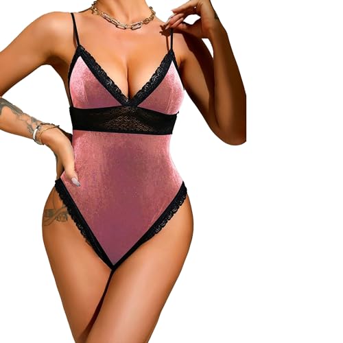 Body à bretelles en dentelle douce vêtement de nuit nuisette babydoll mesh femme