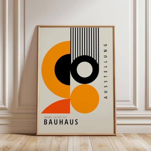 Poster Bauhaus Orange 75x100 cm | Affiche Murale Déco Sans Cadre d'Art Inspirio