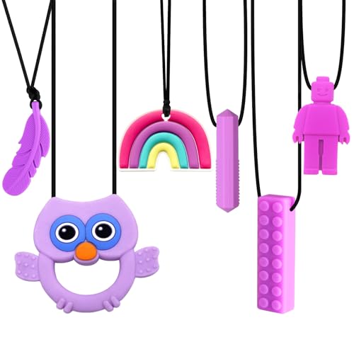 Collares masticables para niños sensoriales, 6 unidades, collar masticable sensorial morado, juguetes para TDAH, autismo, niños pequeños, niñas y adultos, collar masticable de silicona Collares masticables para niños sensoriales, 6 unidades, collar masticable sensorial morado, juguetes para TDAH, autismo, niños pequeños, niñas y adultos, collar masticable de silicona