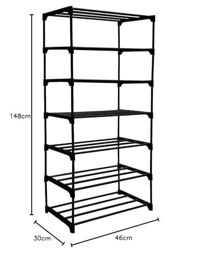 Image of Plastic Book Shelf for Home | Portable Books Rack Storage Organizer for Bedroom & Study Room | Bookshelf Stand for Students & Kids | 7 Tier Shelf, Black