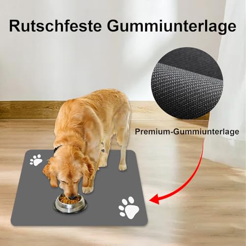 60x40cm Haustiere Unterlage Futterunterlage Hund rutschfest Saugfähige Schnelltrocknende Silikon Matte Futternapf Hundenapf wasserdichte Katzennapf Napfunterlage
