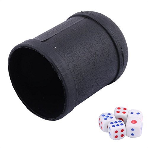 Ruilogod Plastic Round Shaker Cup KTV Pub Bar Party Casual Toy 2 PCS Black w 10 Dices (id: 484 bd2 5f9 1ef d58