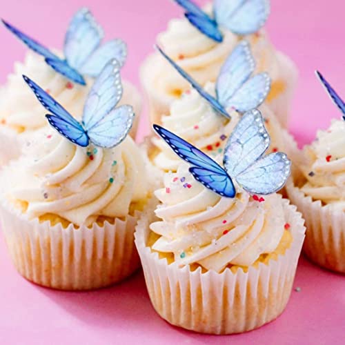 Blue Butterfly Edible Cupcake Toppers| Colorful Inserts Toppers For Candy Cake Cupcake Cookie Decorating Ice Cream Decorations Toppings #TOP18