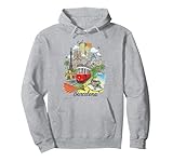 Barcelona Ciudad España Iconos Colorido Paisaje Urbano Arte Recuerdo Sudadera con Capucha