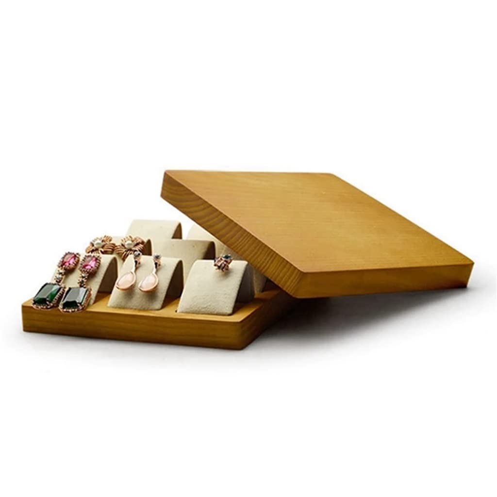TJLSS 2-teiliges Holz-Aufbewahrungs-Ohrring-Tablett, Ohrring-Display-Karten, Ring, Armband, Geschenkbox, Schmuck-Organizer, Ohrring-Halter Present