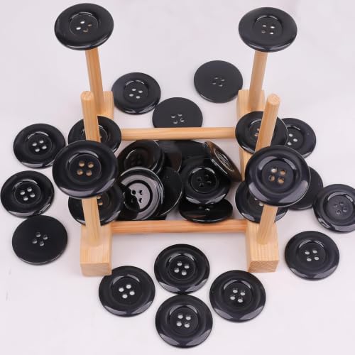Image of Pack of 12 Resin Big Black Buttons Diameter 48 L| 4 Holed for Sewing and Art and Craft Round Buttons with 4 Holes