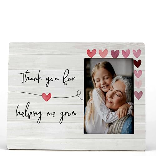 FONDCANYON Thank You for Helping Me Grow Picture Photo Frame,Teachers Tutors Parents Appreciation Gifts Picture Frame,Thank You Gifts for Teachers Mentor Parents Coworkers (4x6 Inch Photo)