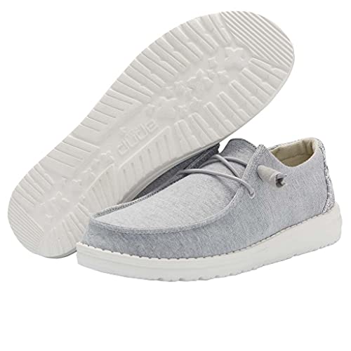 Hey Dude Women's Wendy Stretch Fleece Glacier Gray Size 8 | Women’s Shoes | Women’s Lace Up Loafers | Comfortable & Light-Weight #TOP3