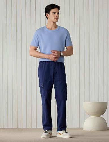 Image of Amazon Brand - Symbol Men Relaxed Fit Cargo Trouser (Semi Elasticated Waistband | 100% Cotton | Pants)