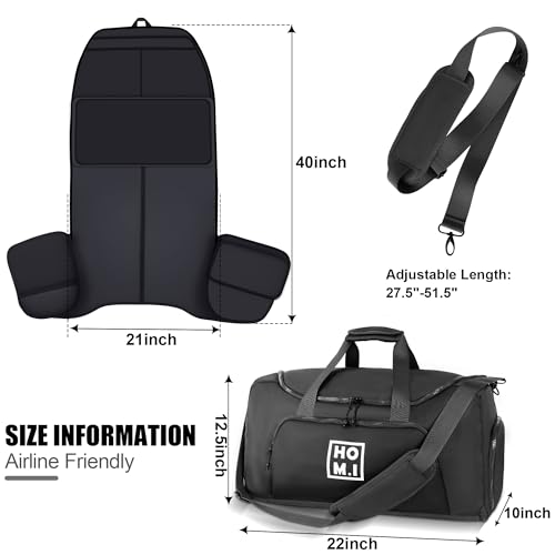 Garment Bag for Travel - Wrinkle-Resistant Carry On Suit Bag with Shoe Compartment & Shoulder Strap, Convertible 2-in-1 Waterproof Duffel Bags for Business Trips/Weekend Getaway, Black2