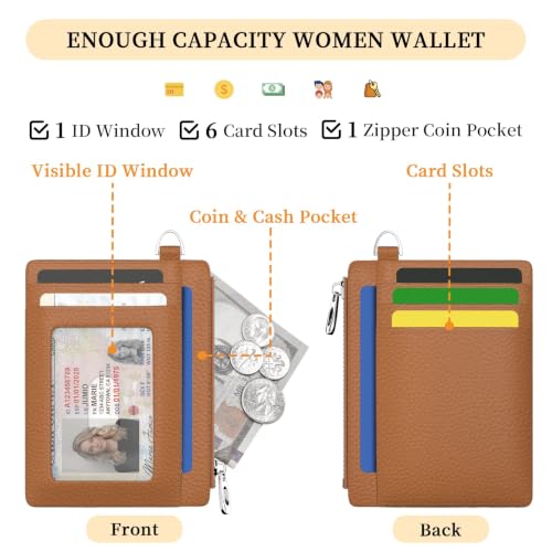 Image of Hancynir Brown Minimalist Small Wallet Women Credit Card Holder RFID Slim