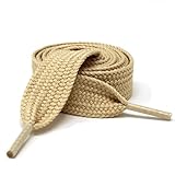 BUCKLE CITY Thick Flat 3/4' Wide Shoelaces Solid Color for All Shoe Types (Khaki)
