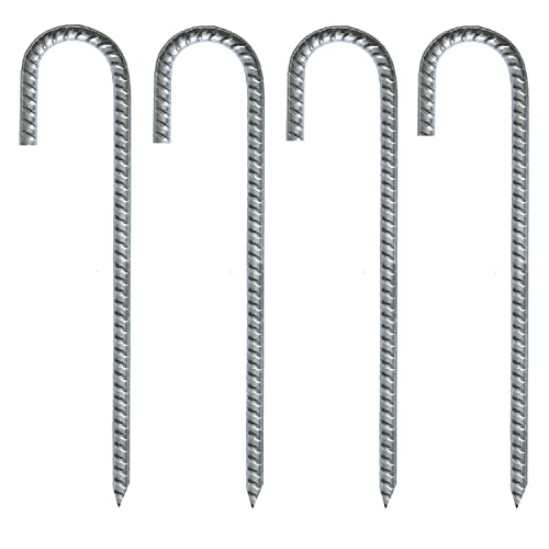 MIN-XL Lot de 4 piquets d'armature galvanisés résistants Cover