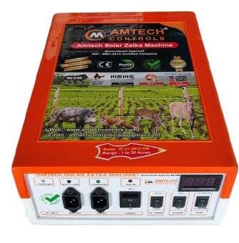 future - amtechh at-21 solar energizer/zatka machine with digital display,alaram,timer upto 30 acres