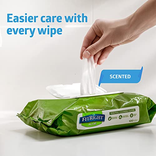 Fitright Personal Cleansing Wipes With Aloe (8X10 Inch) 600 Pieces Moisturizing Body Wipes For Adults Bathing And Incontinence Cleaning Scented Cloth Adult Wipes For Elderly Care #TOP1