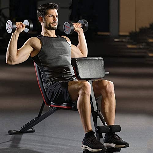 Banco de pesas ajustable con mancuernas banco de pesas plegable para hombre, tabla muscular abdominal ajustable para el hogar, silla de fitness multifuncional (rojo, 42 x 130 x 1