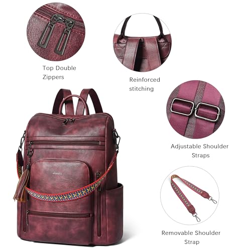 Image of Shrrie Vegan Leather Laptop Backpack for Women 15.6 inch Work Backpack Fashion Travel Backpack Purse for Business College