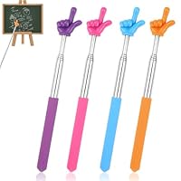 4 Stück Zeigestab Ausziehbar, Edelstahl Zeigefinger Stab, Teleskop Lehrer Zeiger, Bunte Mini Finger Zeigestock für Kinder Klassenzimmer, Präsentation, Lesungen (Blau/Rosa/Lila/Orange)