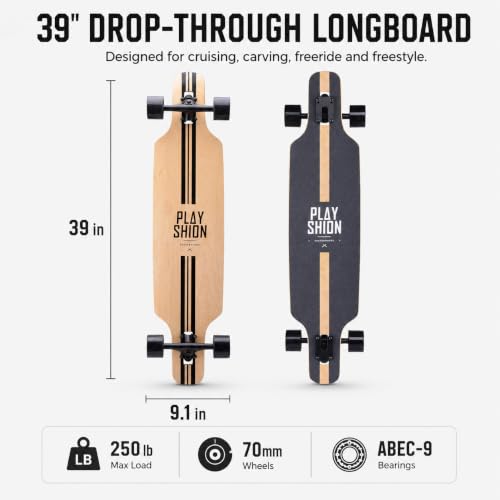 Image of Playshion 39 Inch Drop Through Longboard Skateboard for Beginners