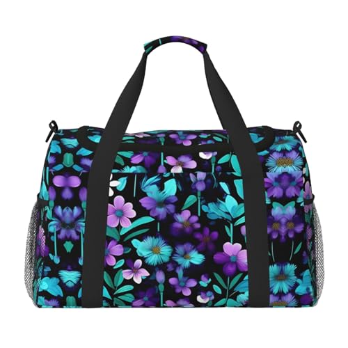 Sac de sport imprimé floral violet idéal pour vos séances de fitness et weekend