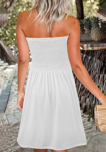 Image of Zyyfly Womens Summer Beach Dresses Strapless Cover Ups Dress Tube Top Sundresses