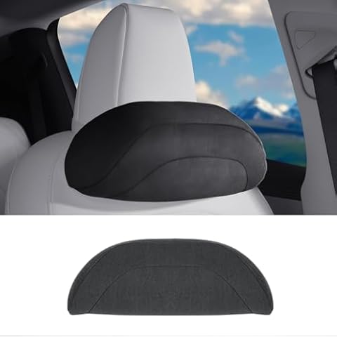 Arcoche Soft car headrest for Model 3 Y S X Highland Juniper Accessories Complies with The Original OEM Factory Standards No Pressure no Odor Easy to Clean Pain Relief Car Neck Pillow 1pc Black Cover