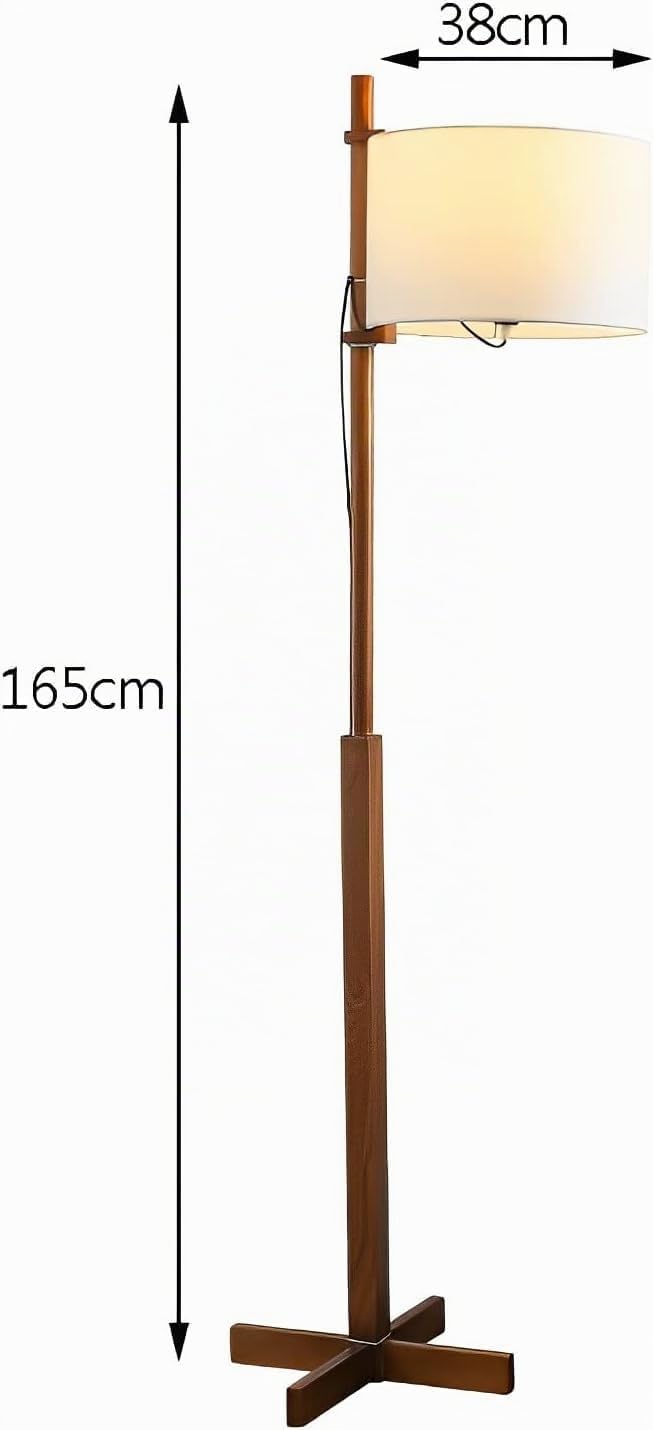 Lámpara de pie de madera maciza Retro, lámparas de pie para sala de estar, iluminación brillante con pantalla de tela, lámpara de pie para dormitorio