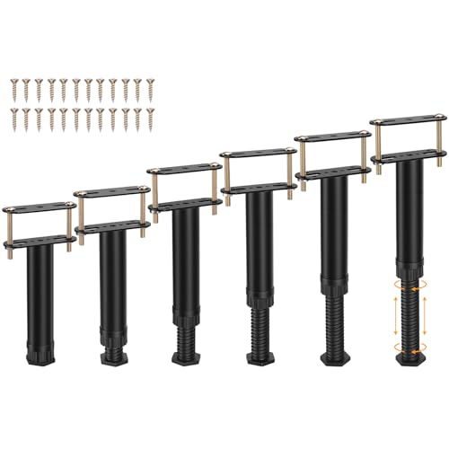 6 PCS Patas Para Somier Muebles Ajustables 18-32cm,Pata de Cama Metal