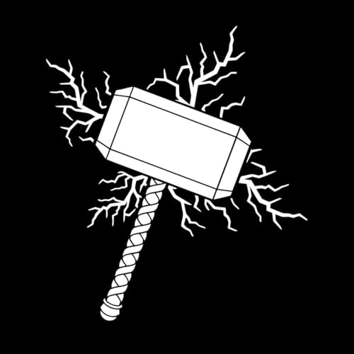 Stickers finement sculptés Marteau de Thor, Dieu scandinave, fissure 51x57.5cm Étanche Blanc