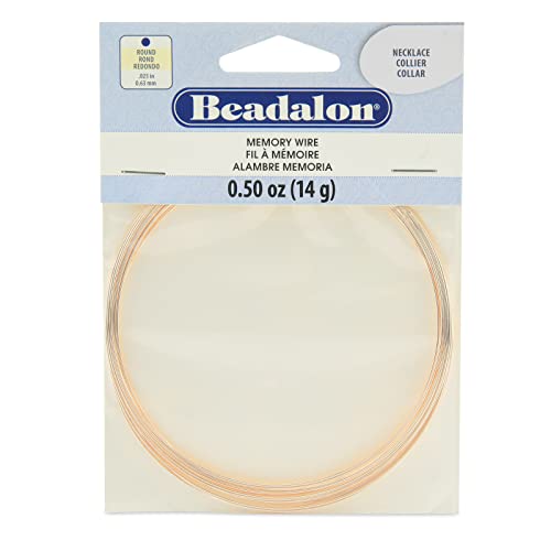 Image of Beadalon Carbon Steel Memory Wire, Round, Necklace, Rose Gold Color, 0.5 oz, Approx. 18 coils