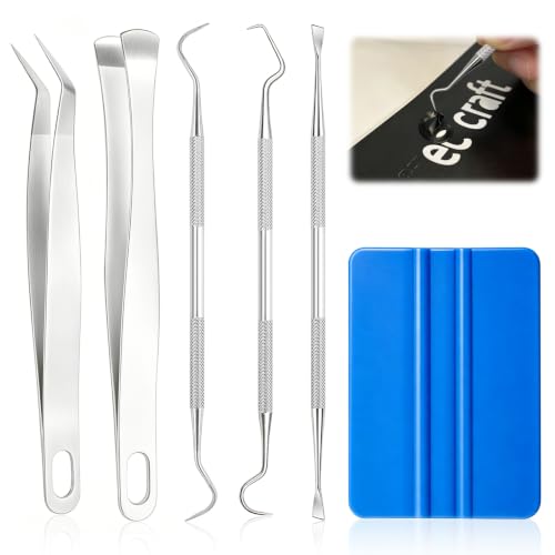 Snugloo 6 Pièces Kit Outils de Plotter, Set d'échenillage pour Vinyle HTV Cameo Silhouette DIY, Outils en Acier Inoxydable avec Pinces Crochets et Grattoir...