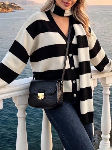 Womens Stripe Long Sleeve Cardigan Sweaters - image 3