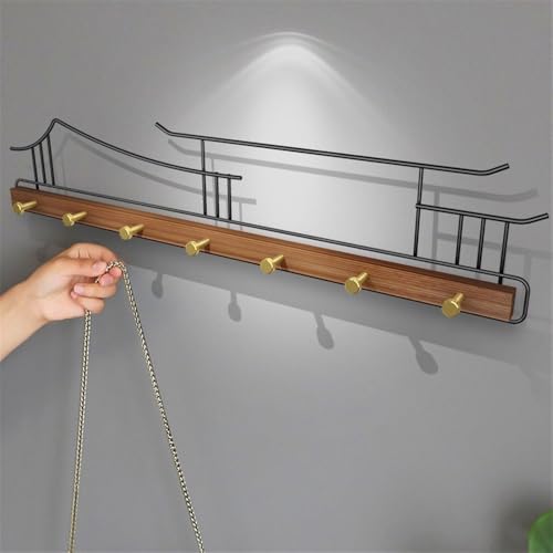 Porte-manteau mural à 7 crochets noir mat en métal pour l'entrée - 4