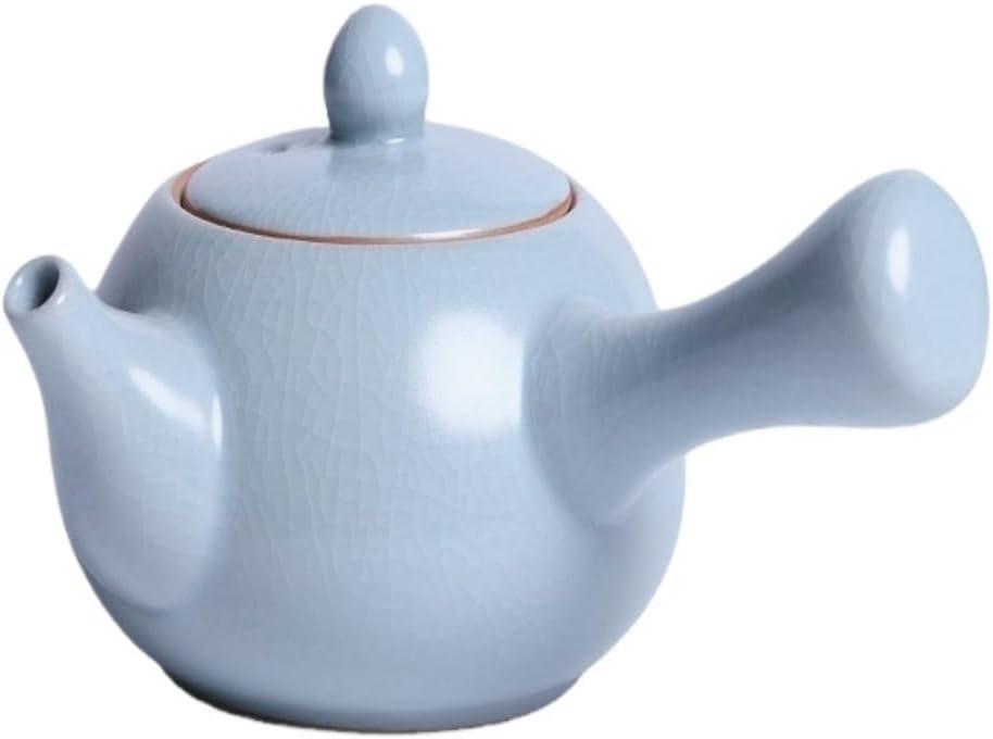 Teapot Ceramic Teapot Ru Kiln Wire Wrapped Side Handle Single Pot Teapot Side Handle Teapot Tea Sets (Blue A)