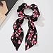 Qehuruxo Love Pattern Hair Tie Hair Scarf Scrunchies Bowknot Satin Long Tail Hair Ribbon Detachable Bow Ponytail Holder Ties Elastics Bands Hair Accessories for Women Girls Teens