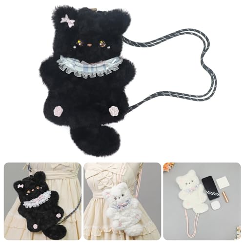 Cats Shaped Purse Crossbody Bag Plush Cats Shaped Shoulder Bag Animal Purse Trendy Clutches Bag With Adjustable Strap2