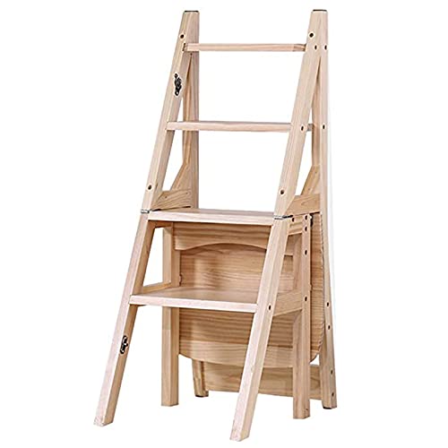 ZLL - Klappstufen Home Werkzeuge - Holztrittschemel 4 Schritt Folding Hocker für Kinder oder Erwachsene Multi-Use Leichten Treppenstuhl mit robustem und Wide Pedale, Haushalt & Küche Ladder Cover