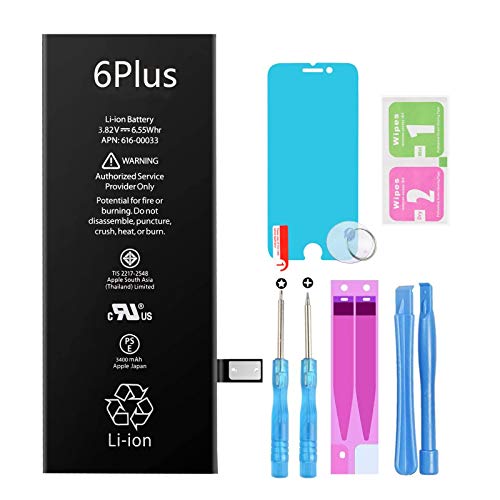 GLOBAL GOLDEN Batería para iPhone 6 Plus 3400mAh de Alta Capacidad Batería y con Kits de Herramientas de reparación, Cinta Adhesiva, Protector de Pantalla