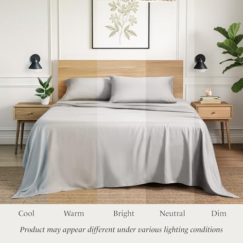 Ivy Union Twin Extra Long Sheet Set - Ultra-Soft Cooling with Deep Pockets - Breathable, Easy-Fit - Hotel Luxury Bedding Sheets & Pillowcases (Twin XL, Light Grey) by Ivy Union - Used condition - Image 9