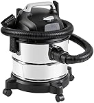 Amazon Basics Stainless Steel Tank 4 gallon, 3 HP Powerful Suction Wet/Dry Vacuum for Garage and Car, Grey/Black