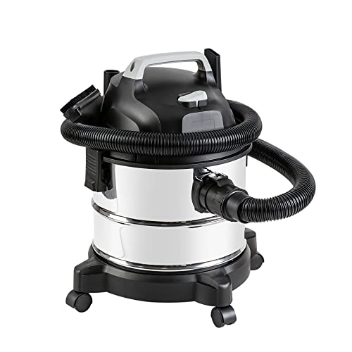 Amazon Basics Wet Dry Shop Vacuum Cleaner, 4 Gallon, 3 HP Stainless Steel, Grey/Black