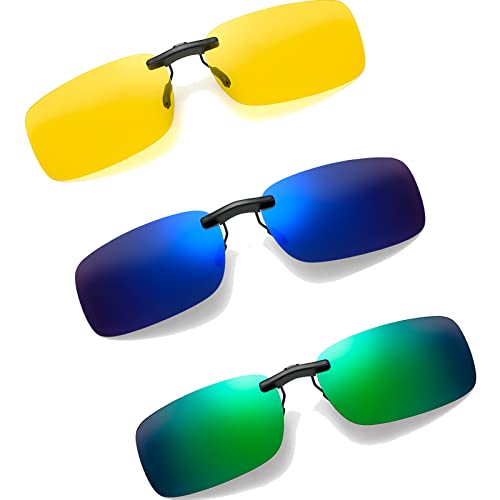 Benaton 3 Pcs Clip Lunettes de Soleil Polarisées, Super Léger Lunettes de Soleil Clip, Clip Lunettes de Soleil Femme Homme, pour Conduite, Cyclisme, Pêche, Alpinisme